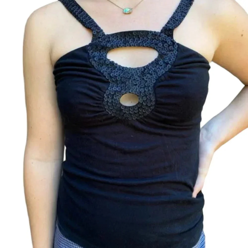 NWT Design History Sequined Knit Stretch Halter - size M